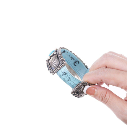 7" Vintage Navajo Sadie Randolph Sterling turquoise and coral bracelet - Estate Fresh Austin