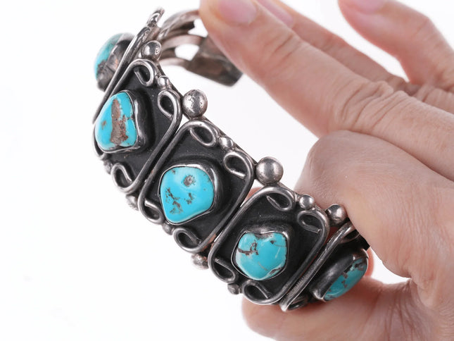 7" Vintage Navajo Sterling and turquoise bracelet - Estate Fresh Austin