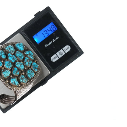 7" Vintage Navajo Sterling and turquoise nugget cluster bracelet - Estate Fresh Austin