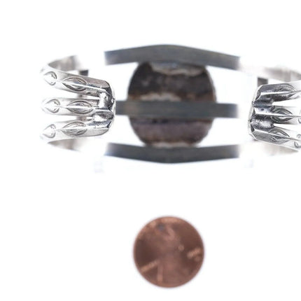 6.25" Vintage Navajo Sterling silver/turquoise carinated cuff bracelet - Estate Fresh Austin