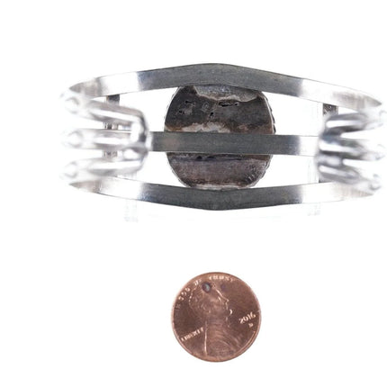 6.25" Vintage Navajo Sterling silver/turquoise carinated cuff bracelet - Estate Fresh Austin