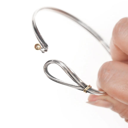 7" Vintage Tiffany 14k/sterling hook eye bangle bracelet - Estate Fresh Austin