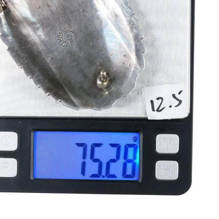 70's-80's Gilbert Ortega shop Navajo sterling turquoise and coral belt buckle - Estate Fresh Austin