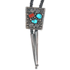 70's-80's Navajo sterling, turquoise, coral bolo tie - Estate Fresh Austin