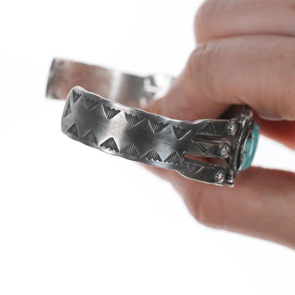 7.25" 30's-40's Navajo silver and turquoise cuff bracelet - Estate Fresh Austin