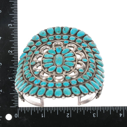 7.25" 40's-50's Large Ondelacy Blue Gem turquoise cluster cuff bracelet - Estate Fresh Austin