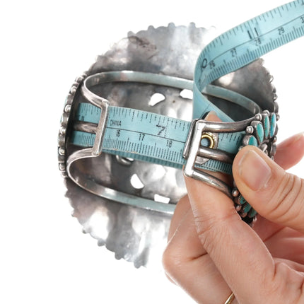 7.25" 40's-50's Large Ondelacy Blue Gem turquoise cluster cuff bracelet - Estate Fresh Austin