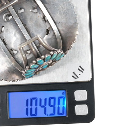 7.25" 40's-50's Large Ondelacy Blue Gem turquoise cluster cuff bracelet - Estate Fresh Austin