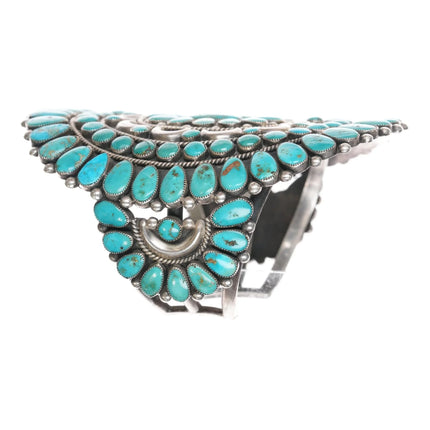 7.25" 40's-50's Large Ondelacy Blue Gem turquoise cluster cuff bracelet - Estate Fresh Austin