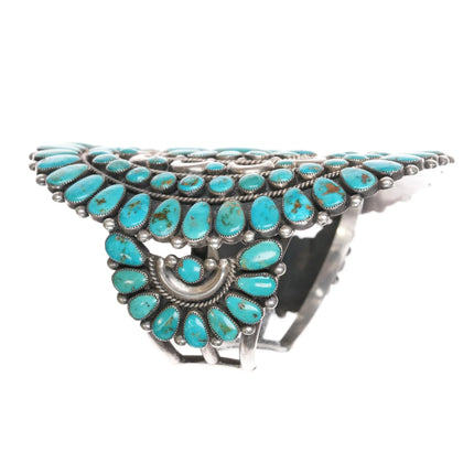 7.25" 40's-50's Large Ondelacy Blue Gem turquoise cluster cuff bracelet - Estate Fresh Austin