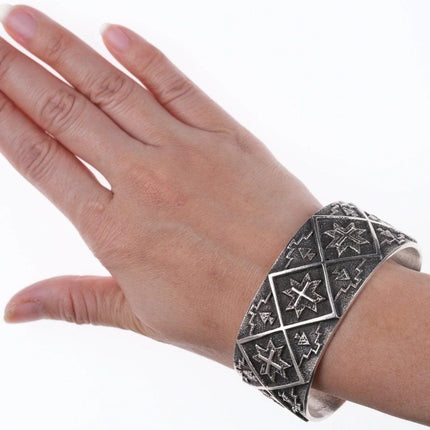 7.25" Aaron Anderson Navajo Tufa Cast silver bracelet - Estate Fresh Austin
