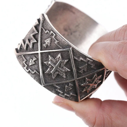 7.25" Aaron Anderson Navajo Tufa Cast silver bracelet - Estate Fresh Austin