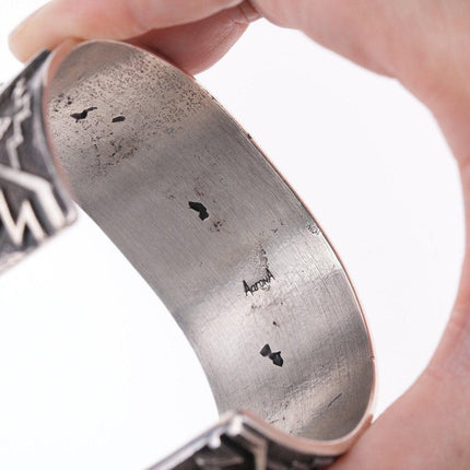 7.25" Aaron Anderson Navajo Tufa Cast silver bracelet - Estate Fresh Austin