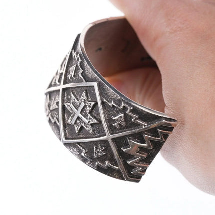 7.25" Aaron Anderson Navajo Tufa Cast silver bracelet - Estate Fresh Austin