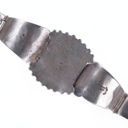 7.25" Vintage Peyote Bird Sterling silver inlay turquoise watch bracelet - Estate Fresh Austin