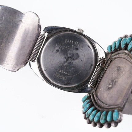 7.25" Vintage Peyote Bird Sterling silver inlay turquoise watch bracelet - Estate Fresh Austin