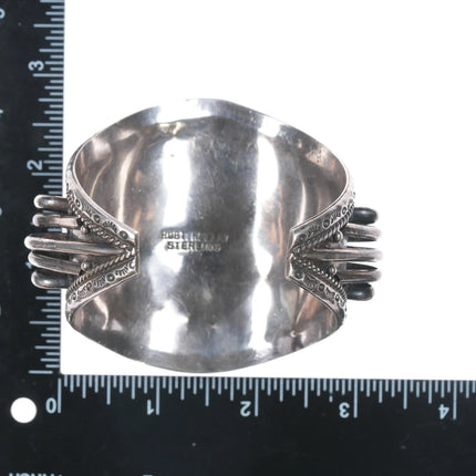 7.25" c1980's Robert Kelley Navajo Sterling Mediterranean coral cluster cuff Bracelet - Estate Fresh Austin