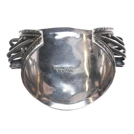 7.25" c1980's Robert Kelley Navajo Sterling Mediterranean coral cluster cuff Bracelet - Estate Fresh Austin