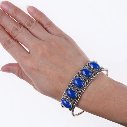 7.25" Carolyn Pollack Relios sterling and lapis bracelet - Estate Fresh Austin