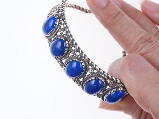 7.25" Carolyn Pollack Relios sterling and lapis bracelet - Estate Fresh Austin