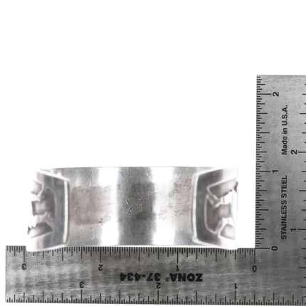 7.25" Cecil Ashley Navajo sterling cuff bracelet with turquoise inlay - Estate Fresh Austin