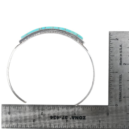 7.25" Cecil Ashley Navajo sterling cuff bracelet with turquoise inlay - Estate Fresh Austin