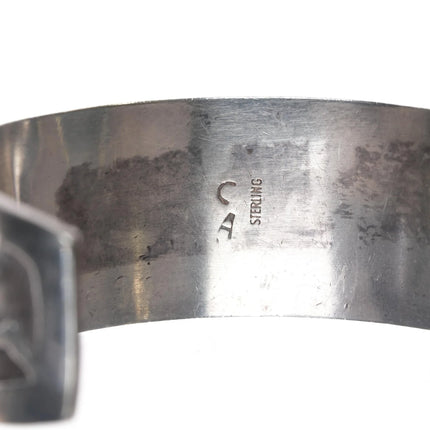 7.25" Cecil Ashley Navajo sterling cuff bracelet with turquoise inlay - Estate Fresh Austin