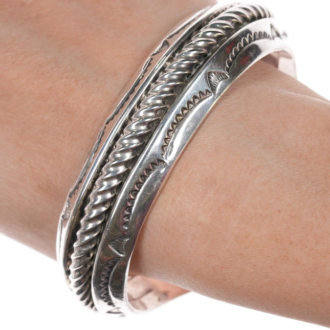 7.25" F Frances Navajo Heavy sterling cuff bracelet - Estate Fresh Austin