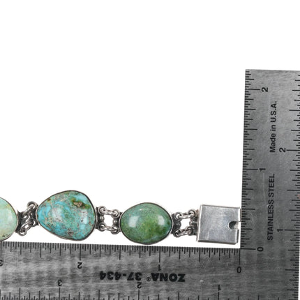 7.25" Federico Jimenez sterling and turquoise link bracelet - Estate Fresh Austin