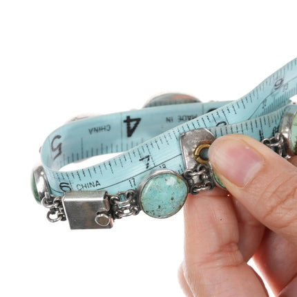 7.25" Federico Jimenez sterling and turquoise link bracelet - Estate Fresh Austin