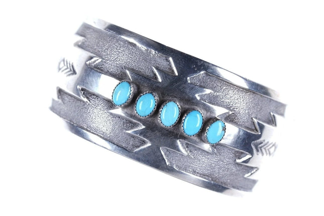 7.25" Jefferson Brown Navajo Sterling Turquoise cuff bracelet - Estate Fresh Austin
