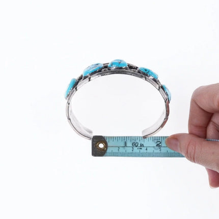 7.25" Large Navajo Sterling and turquoise bracelet - Estate Fresh Austin