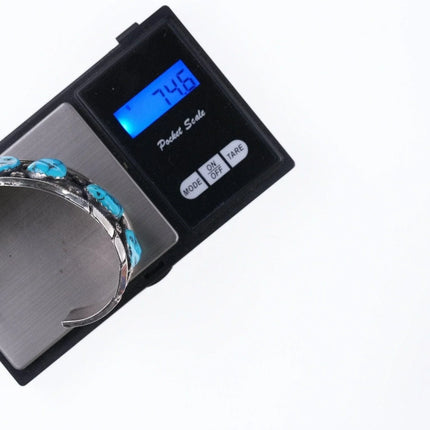 7.25" Large Navajo Sterling and turquoise bracelet - Estate Fresh Austin