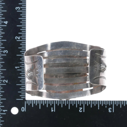 7.25" large Vintage Native American sterling onyx cuff bracelet - Estate Fresh Austin