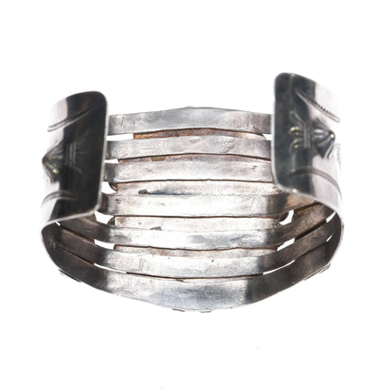 7.25" large Vintage Native American sterling onyx cuff bracelet - Estate Fresh Austin