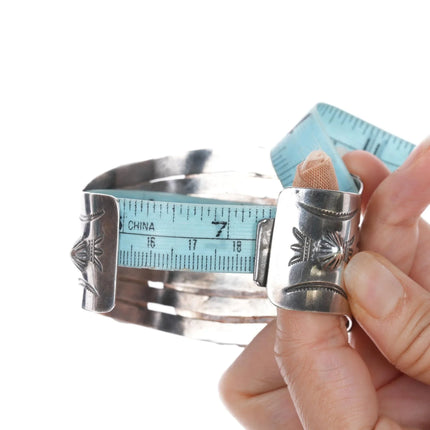 7.25" large Vintage Native American sterling onyx cuff bracelet - Estate Fresh Austin