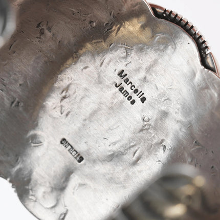 7.25" Marcella James Navajo silver and turquoise cuff bracelet - Estate Fresh Austin