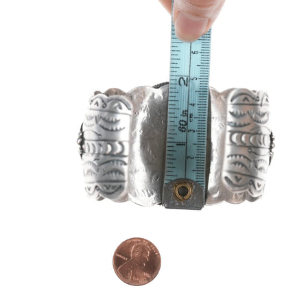 7.25" Marcella James Navajo silver and turquoise cuff bracelet - Estate Fresh Austin