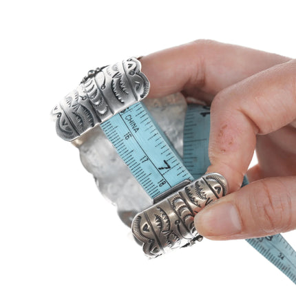 7.25" Marcella James Navajo silver and turquoise cuff bracelet - Estate Fresh Austin