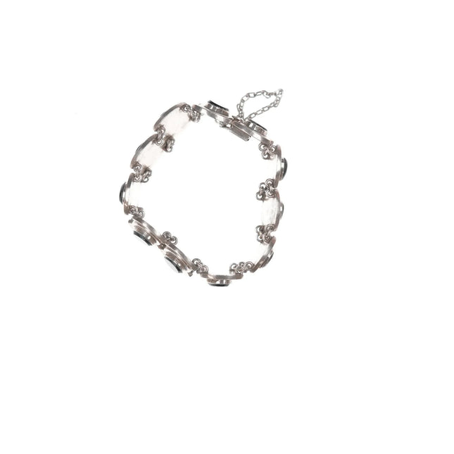 7.25" Miguel Meléndez Mid Century sterling black cat's eye modernist bracelet - Estate Fresh Austin
