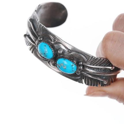 7.25" Mike Thomas Jr Navajo sterling and turquoise cuff bracelet - Estate Fresh Austin