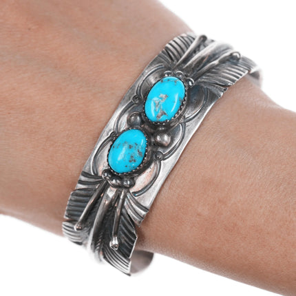 7.25" Mike Thomas Jr Navajo sterling and turquoise cuff bracelet - Estate Fresh Austin