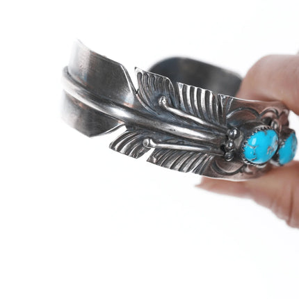 7.25" Mike Thomas Jr Navajo sterling and turquoise cuff bracelet - Estate Fresh Austin