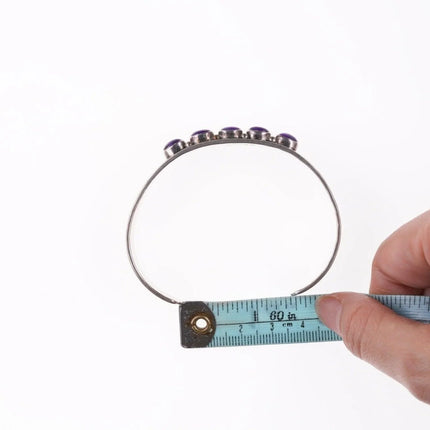 7.25" Navajo Sterling silver Sugilite heavy stamped silver row cuff bracelet - Estate Fresh Austin