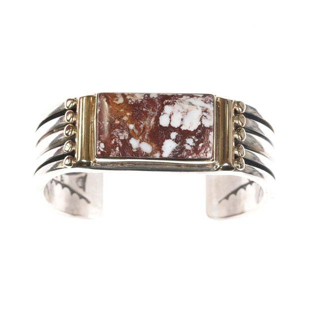 7.25" Orville Tsinnie Navajo 14k/Sterling Wild Horse cuff bracelet - Estate Fresh Austin