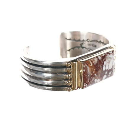 7.25" Orville Tsinnie Navajo 14k/Sterling Wild Horse cuff bracelet - Estate Fresh Austin