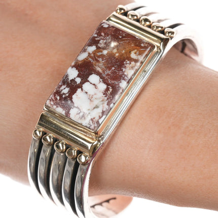 7.25" Orville Tsinnie Navajo 14k/Sterling Wild Horse cuff bracelet - Estate Fresh Austin