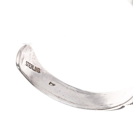 7.25" Orville Tsinnie Navajo carinated sterling cuff bracelet w/ turquoise - Estate Fresh Austin