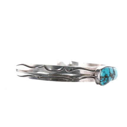 7.25" Orville Tsinnie Navajo carinated sterling cuff bracelet w/ turquoise - Estate Fresh Austin