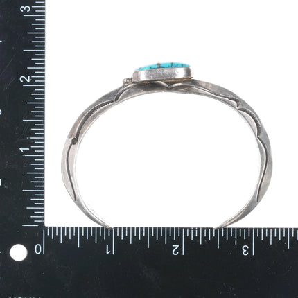 7.25" Orville Tsinnie Navajo carinated sterling cuff bracelet w/ turquoise - Estate Fresh Austin